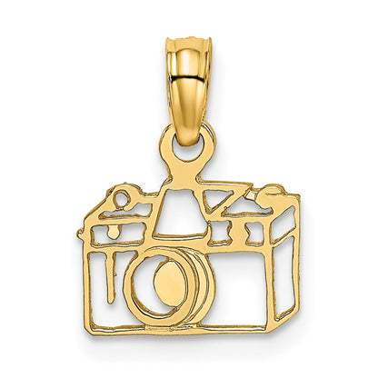 14k Yellow Gold Flat Cut-Out Camera Charm