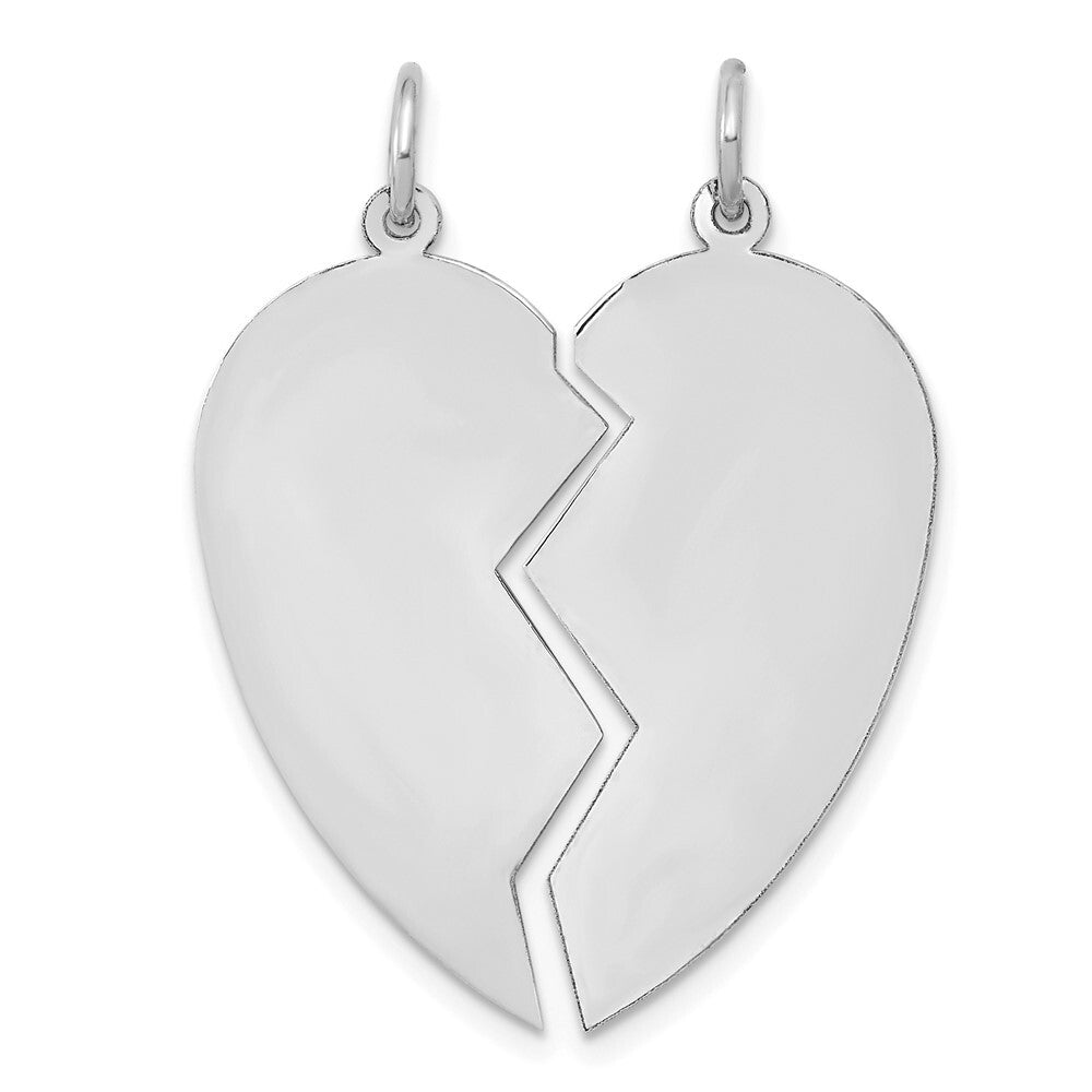 14k White Gold White 2 piece Heart Charm Pendant Set for Women