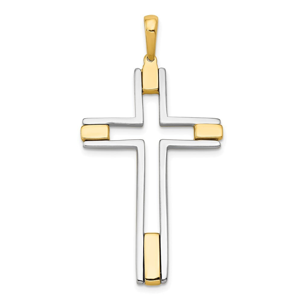 14k Two-tone Gold Fancy Cross Pendant for Women