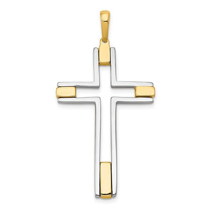 14k Two-tone Gold Fancy Cross Pendant for Women