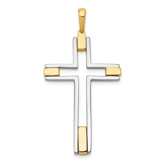 14k Two-tone Gold Fancy Cross Pendant for Women
