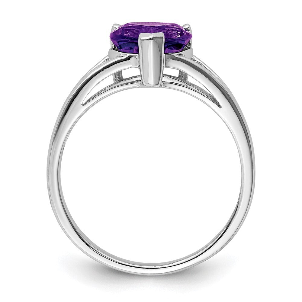 Sterling Silver Rhodium Amethyst Ring
