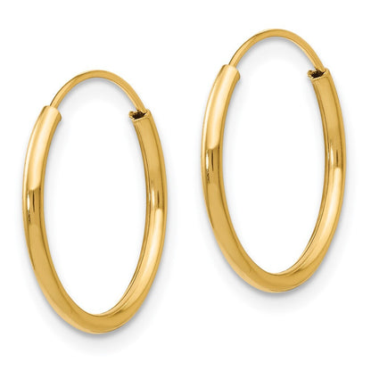 14k Yellow Gold Endless Hoop Earrings Gift for Women