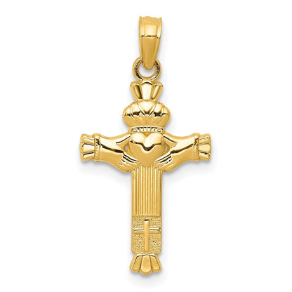 14k Yellow Gold Claddagh Cross Charm