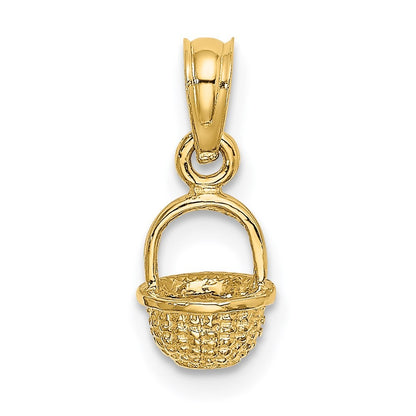 14k Yellow Gold 3-D Mini Basket Charm
