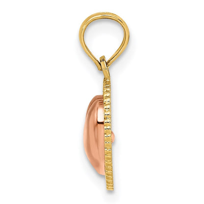 14k Yellow and Rose Polished Heart Beaded Charm