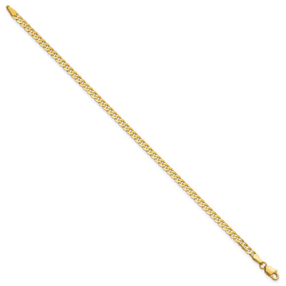 14k Yellow Gold 8 inch 2.9mm Flat Beveled Curb Bracelet