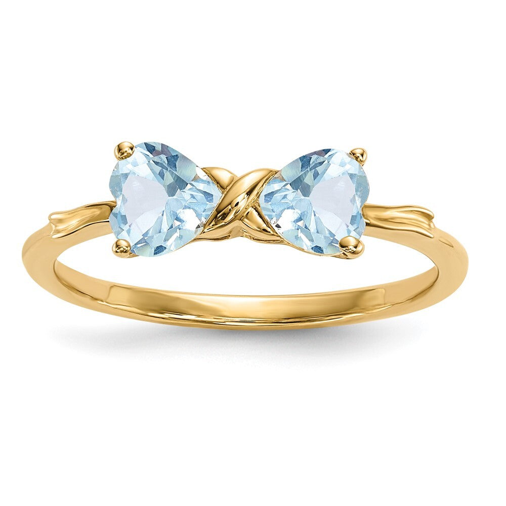 14K Yellow Gold Gold Polished Aquamarine Bow Ring