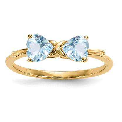 14K Yellow Gold Gold Polished Aquamarine Bow Ring