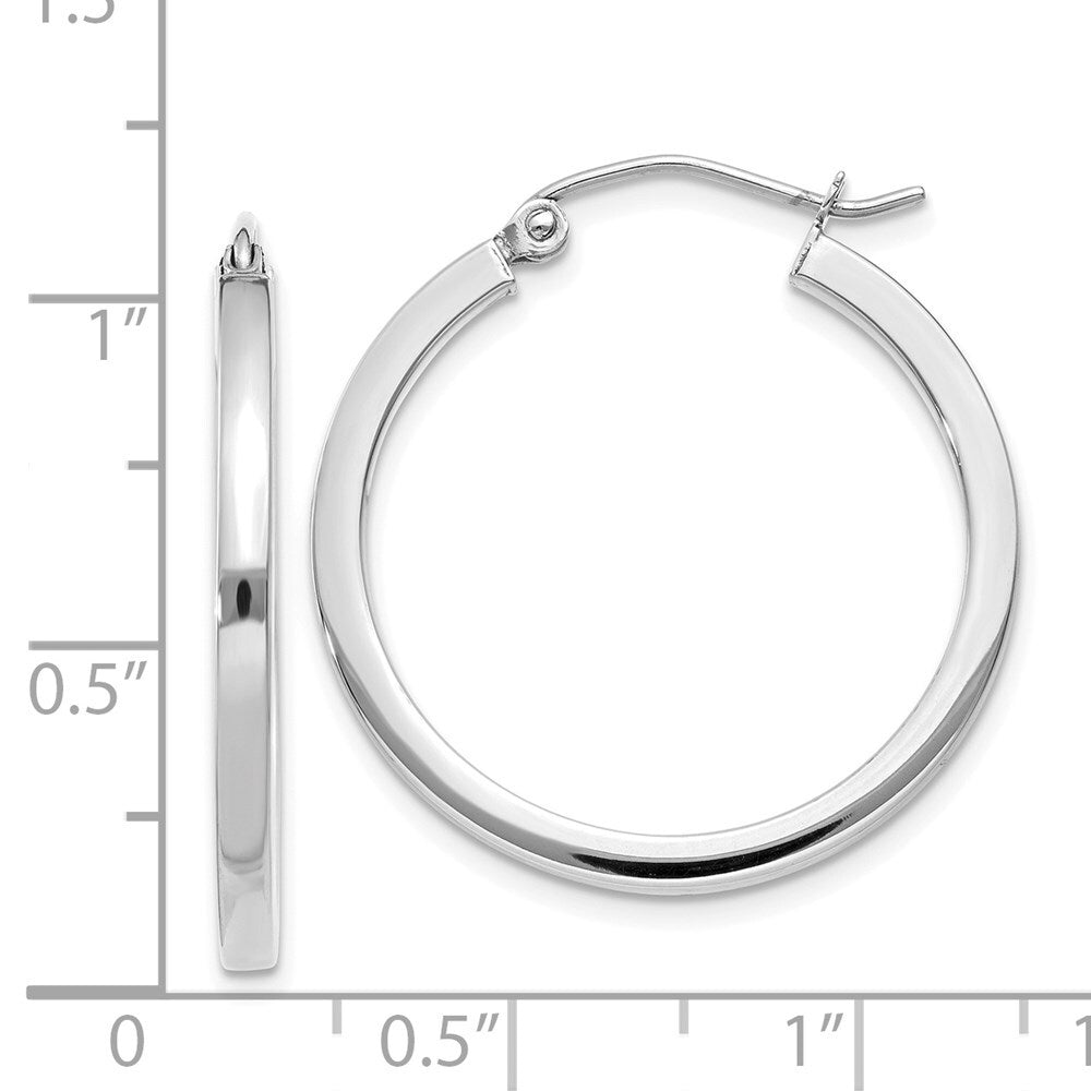 14k White Gold 2mm Square Tube Hoops Gift for Women