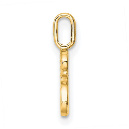 14k Yellow Gold Diamond Letter R Initial Pendant