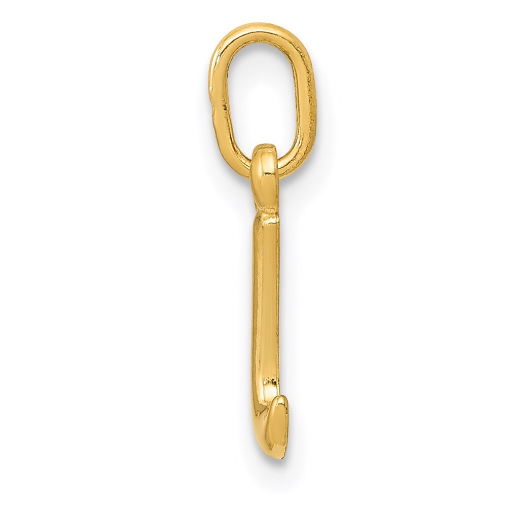 14k Yellow Gold Letter I Initial Charm Pendant for Women