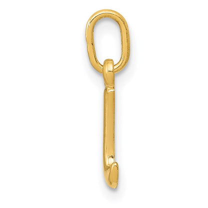 14k Yellow Gold Letter I Initial Charm Pendant for Women