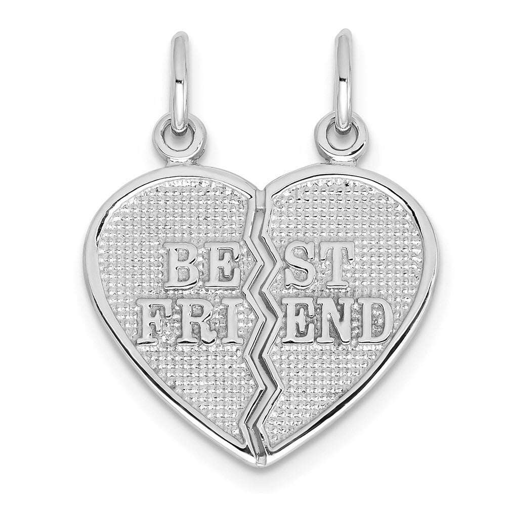 14k White Gold BEST FRIEND Break-apart Charm Pendant for Women