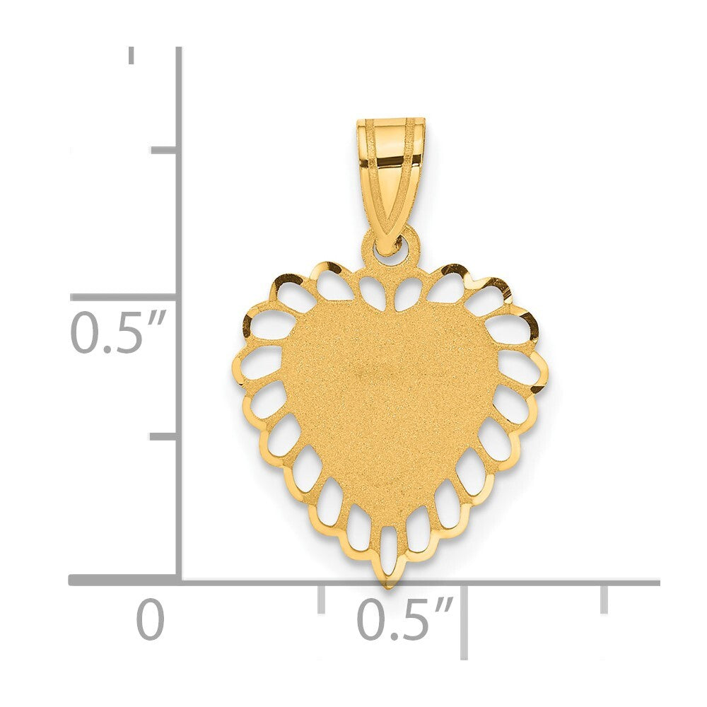 14k Yellow Gold Polished Border Heart Pendant