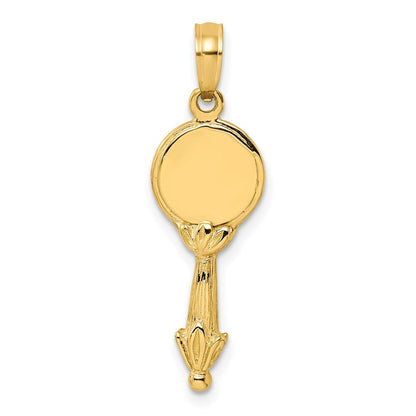 14k Yellow Gold 3-D Hand Mirror Charm Pendant for Women