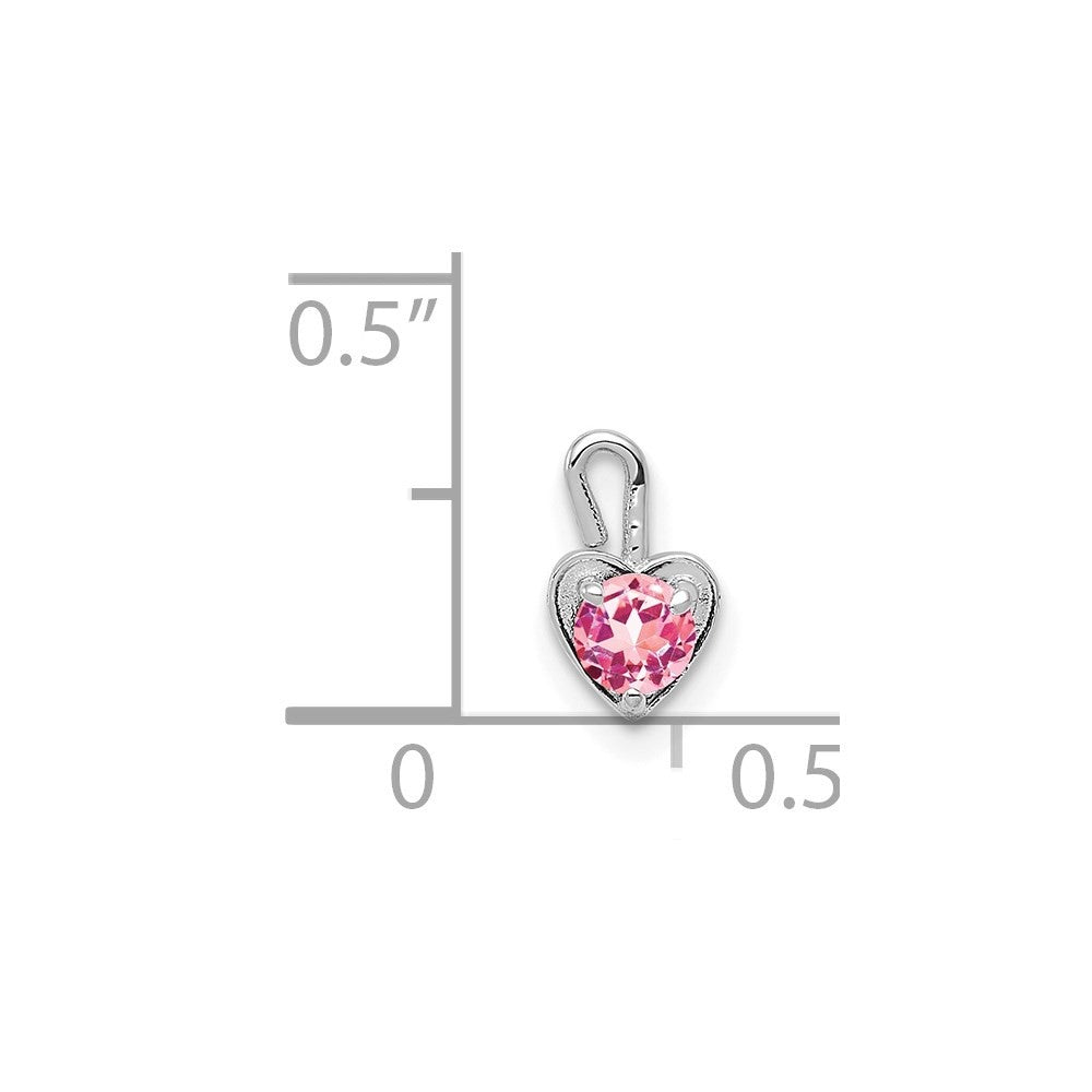 14k White Gold October Synthetic Birthstone Heart Charm Pendant