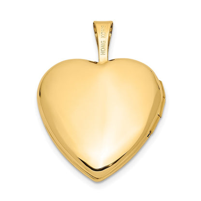 14k Yellow Gold 16mm Polished & Satin I LOVE YOU Heart Locket Pendant for Women
