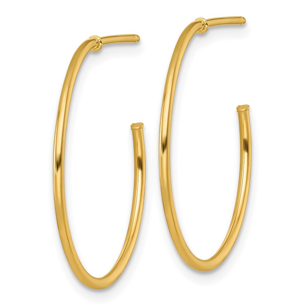 14k Yellow Gold Polished 1.2 x 25mm Solid C-Hoop Earrings Gift for Women