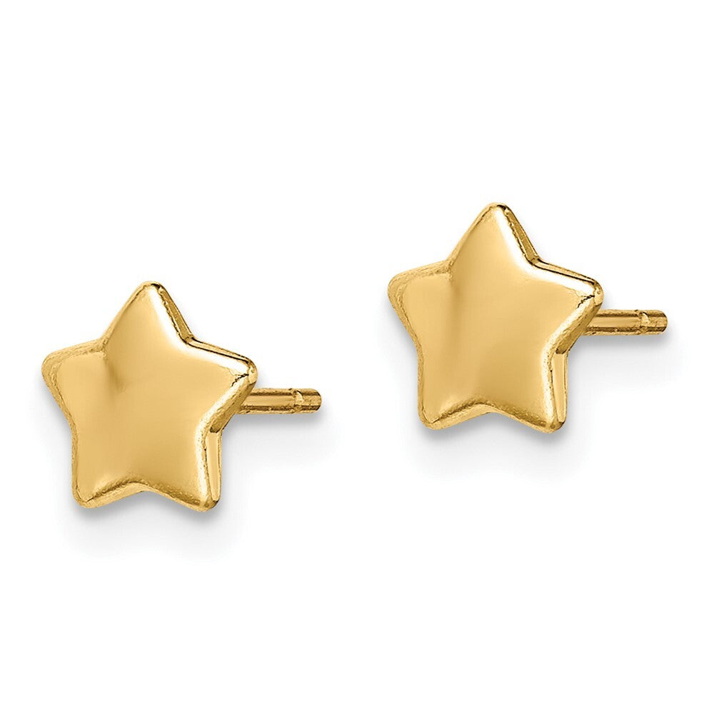 14k Yellow Gold Star Stud Earrings Gift for Women
