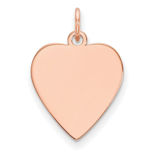 14k Rose Gold Plain .027 Gauge Heart Engravable Disc Charm Pendant for Women