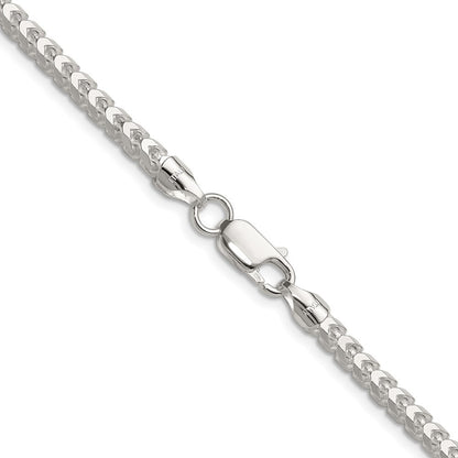 Sterling Silver 4.0mm Diamond-cut Square Franco Chain