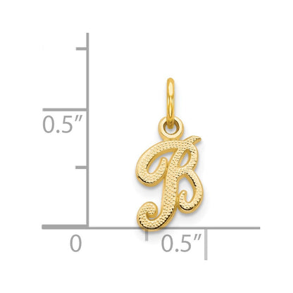 14k Yellow Gold Script Letter B Initial Charm