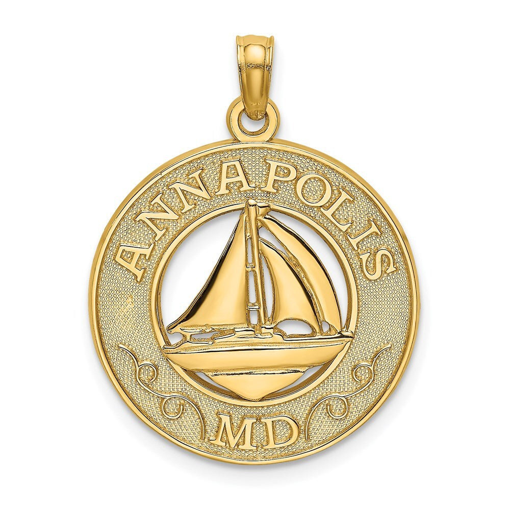 14k Yellow Gold ANNAPOLIS MD Sailboat Charm Pendant for Women