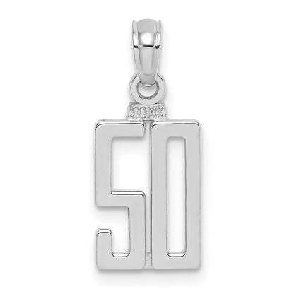 14K White Polished Number 50 Pendant