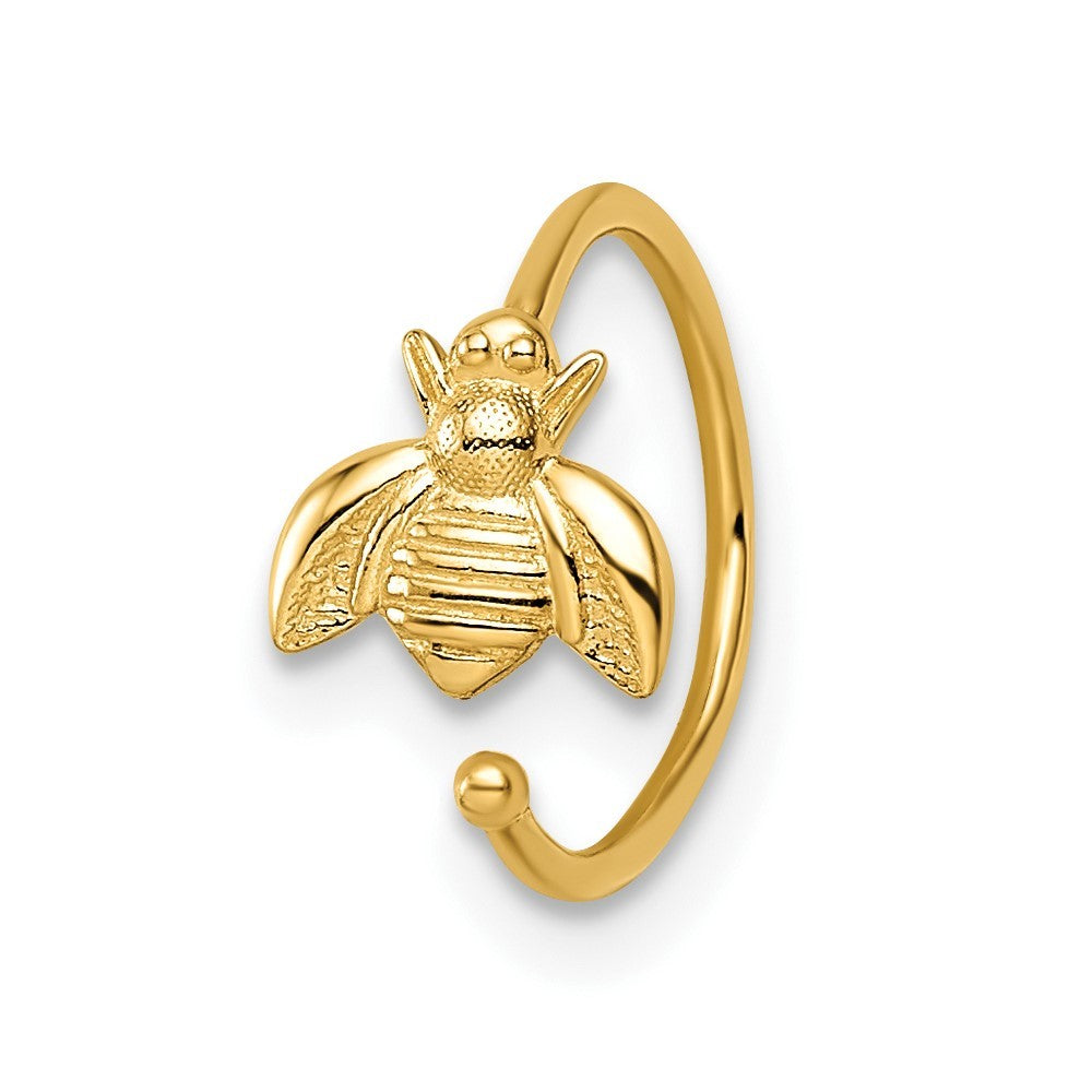 14k Yellow Gold 18 Gauge Bumble Bee Nose Ring / Ear Cuff