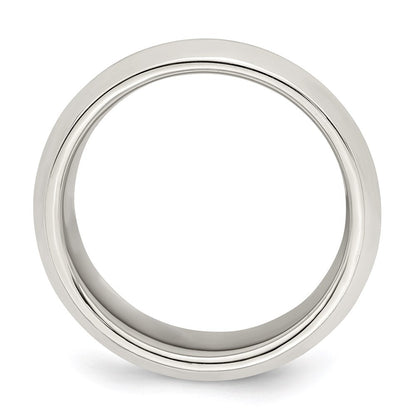 Sterling Silver 8mm Beveled Edge Size 7.5 Band Ring
