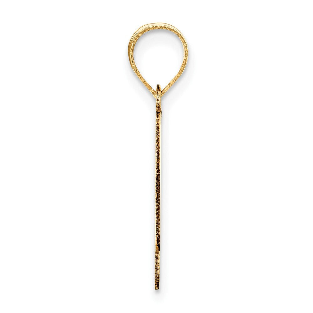 14k Yellow Gold Polished Bubble Letter N Initial Pendant for Women