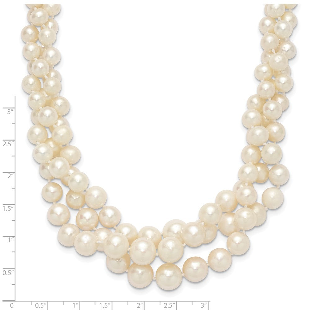 14k Gold 5-9mm Semi-Round Freshwater Cultured Pearl Multi-strand 19" Necklace