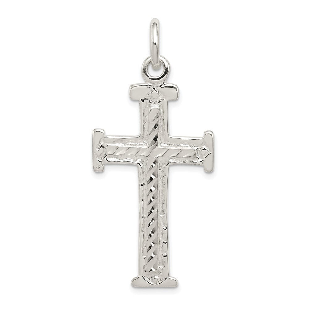 Sterling Silver Diamond -Cut Cross Pendant Holiday Gift for Women