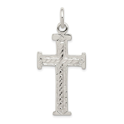 Sterling Silver Diamond -Cut Cross Pendant Holiday Gift for Women
