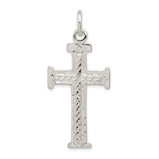 Sterling Silver Diamond -Cut Cross Pendant Holiday Gift for Women
