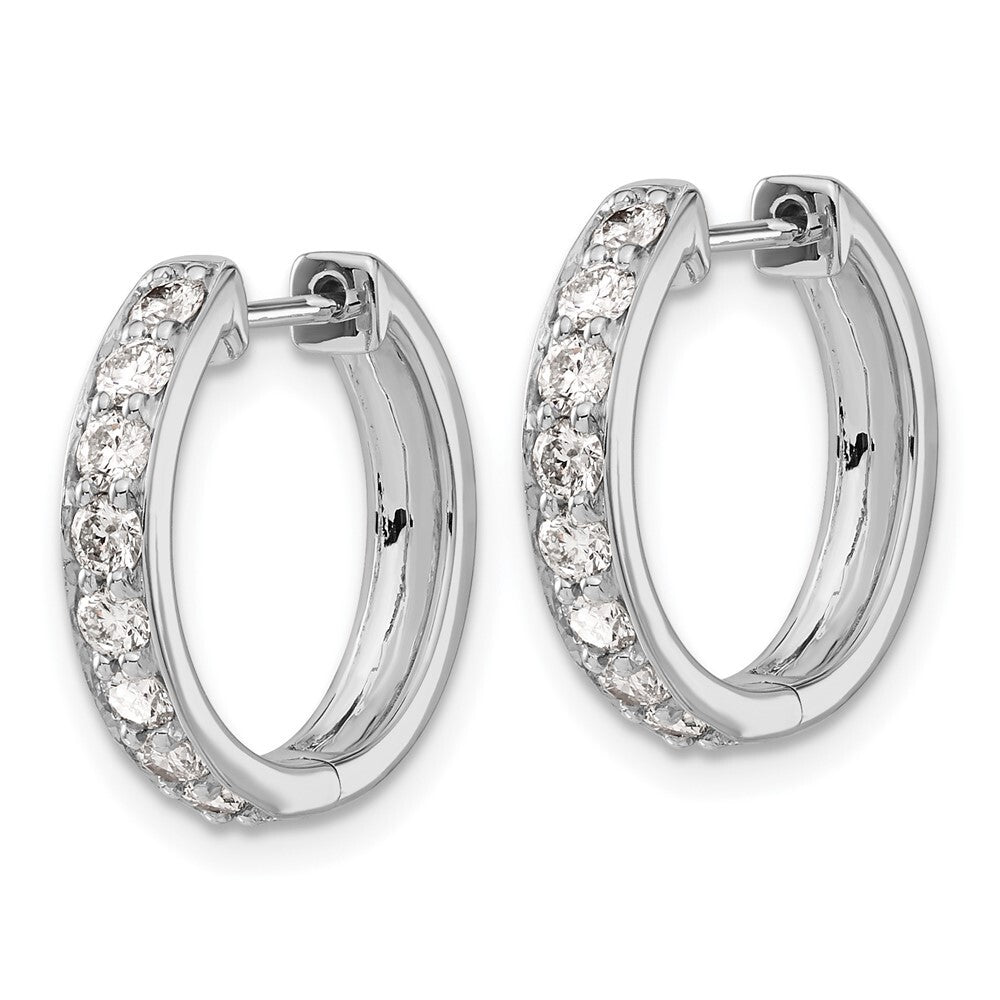 14k White Gold Diamond Hinged Hoop Earrings