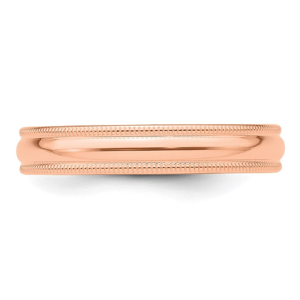 14k Rose Gold 4mm Milgrain Half-Round Wedding Band Ring Size 10