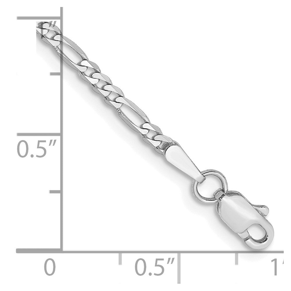 14K White Gold 7 inch 2.25mm Flat Figaro Bracelet