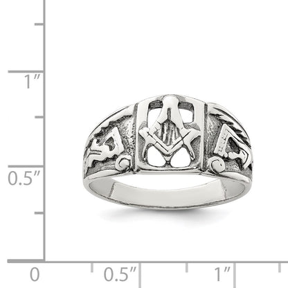 Sterling Silver Antiqued Masonic Ring Size 9