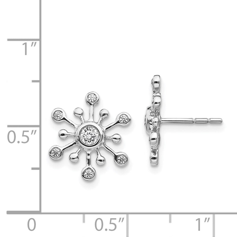 14k White Gold Diamond Snowflake Stud Earrings