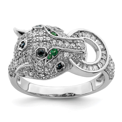 Sterling Silver Rhodium-plated Polished CZ Cheetah Ring Size 6