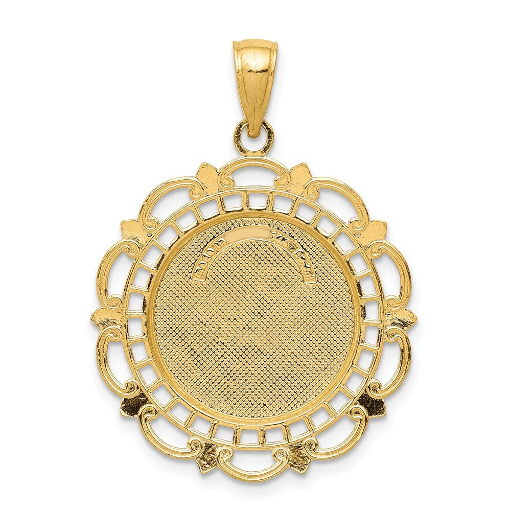 14k Yellow Gold Polished / Satin Saint Michael Medal Pendant