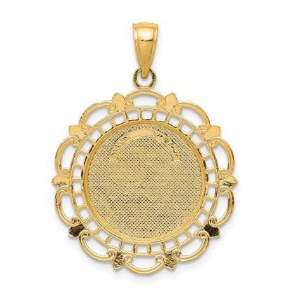 14k Yellow Gold Polished / Satin Saint Michael Medal Pendant