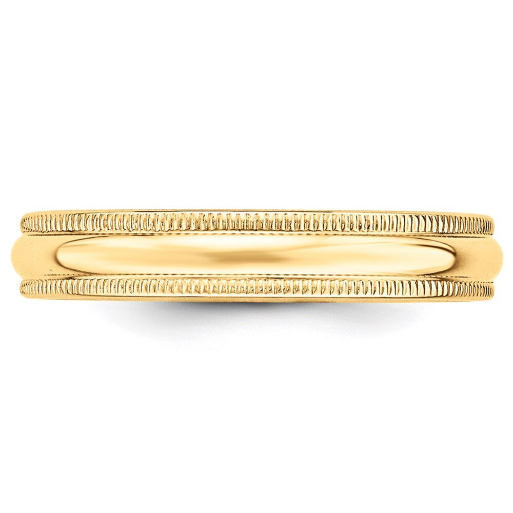 14K Yellow Gold Yellow Gold 4mm Milgrain Half Round Wedding Band Size 8