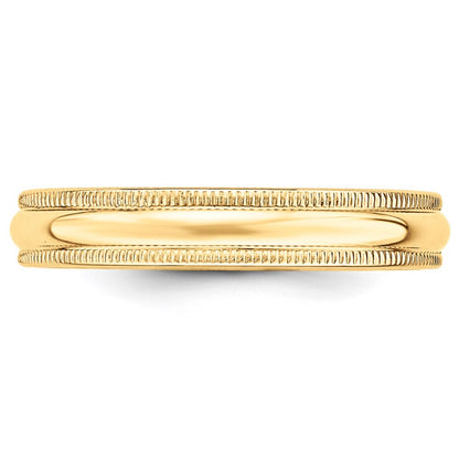 14K Yellow Gold Yellow Gold 4mm Milgrain Half Round Wedding Band Size 8
