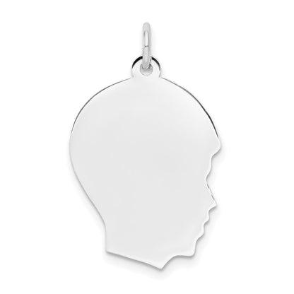 14k White Plain Medium.018 Depth Facing Right Engravable Boy Charm