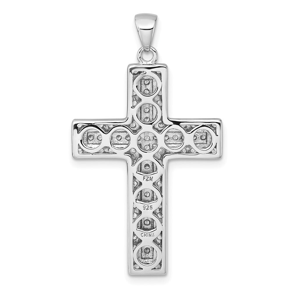 Sterling Silver Rhodium-plated White Cubic Zirconia Cross Pendant
