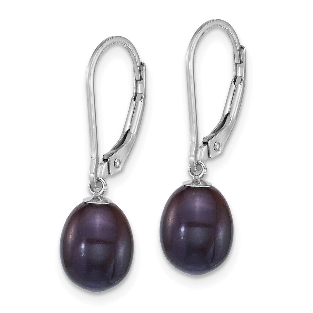 Sterling Silver Black & White Rice Cultured Pearl Earrings with Enhancers Set