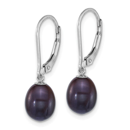Sterling Silver Black & White Rice Cultured Pearl Earrings with Enhancers Set